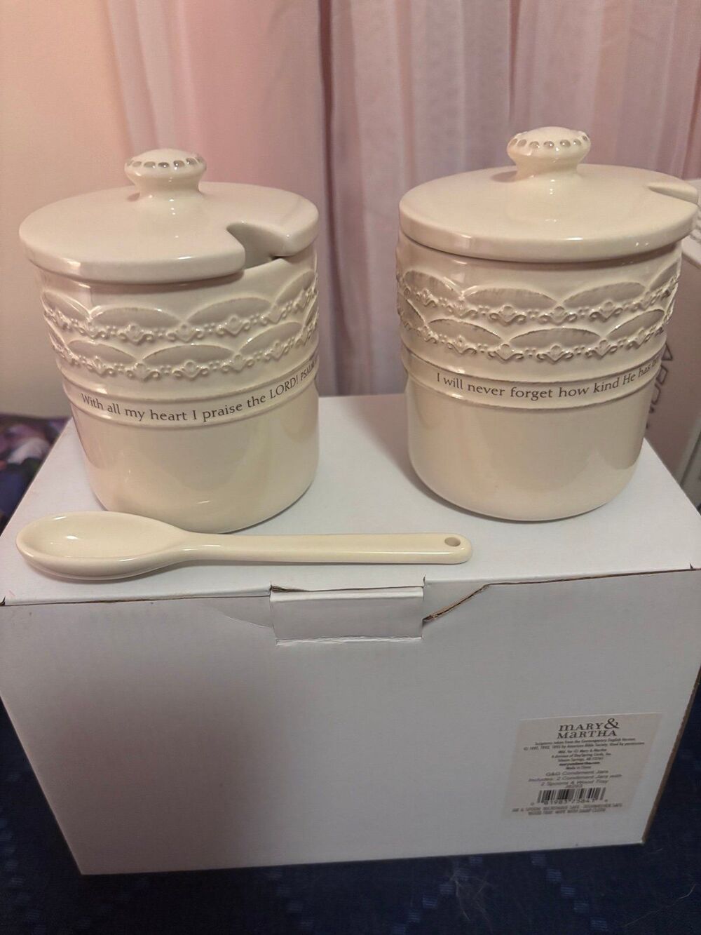 Mary and Martha Canister set with spoon.